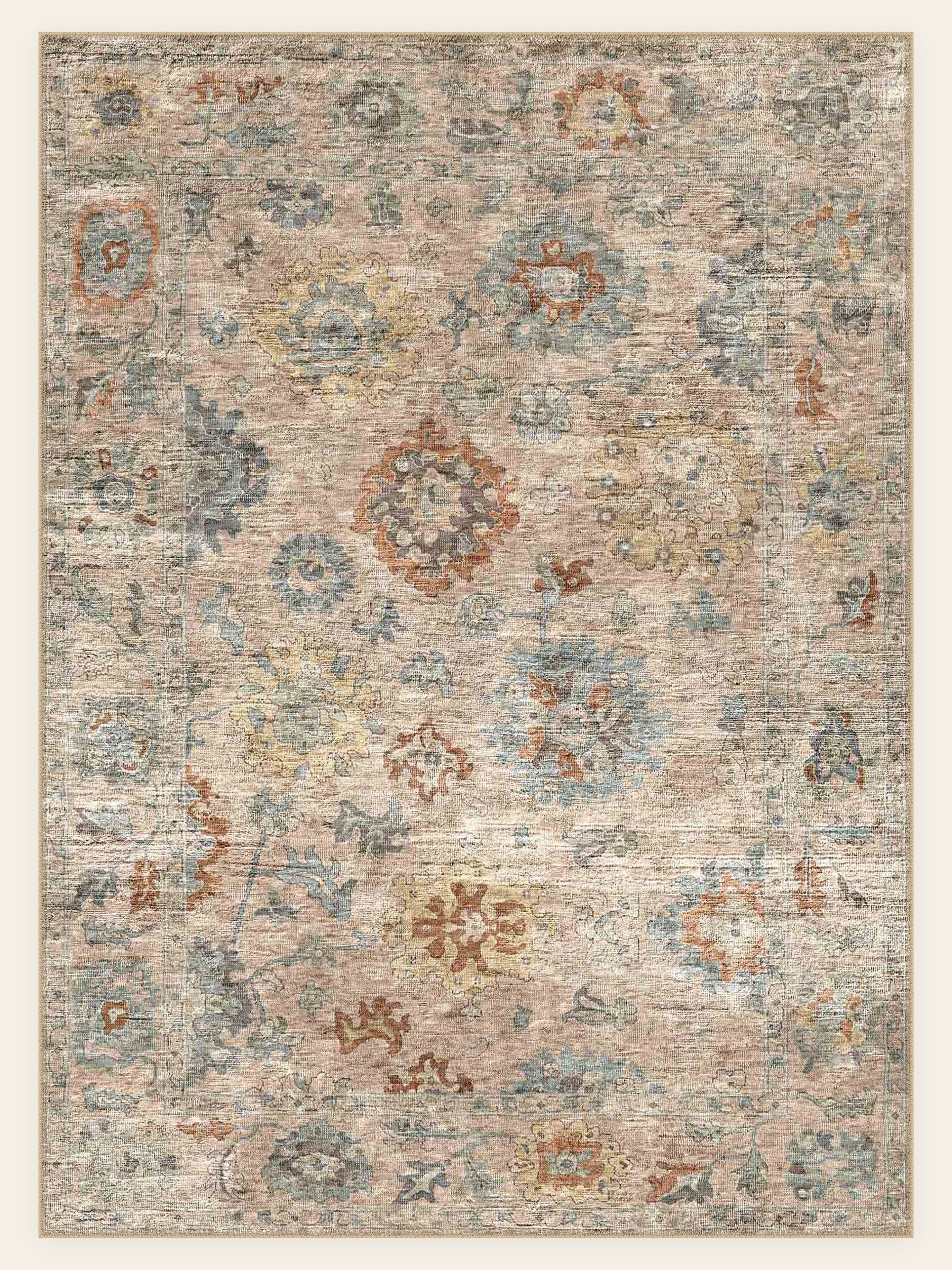 Pastel Anatolia washable rug, rectangle shape, top view
