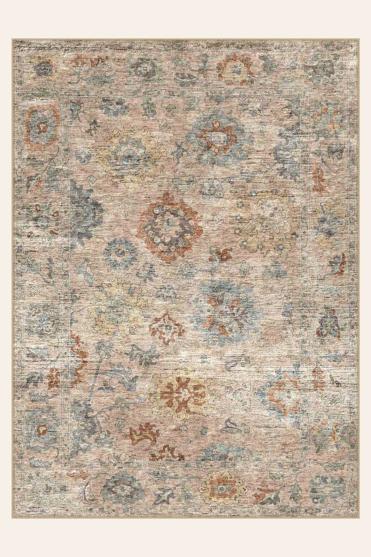 Pastel Anatolia washable rug, rectangle shape, top view