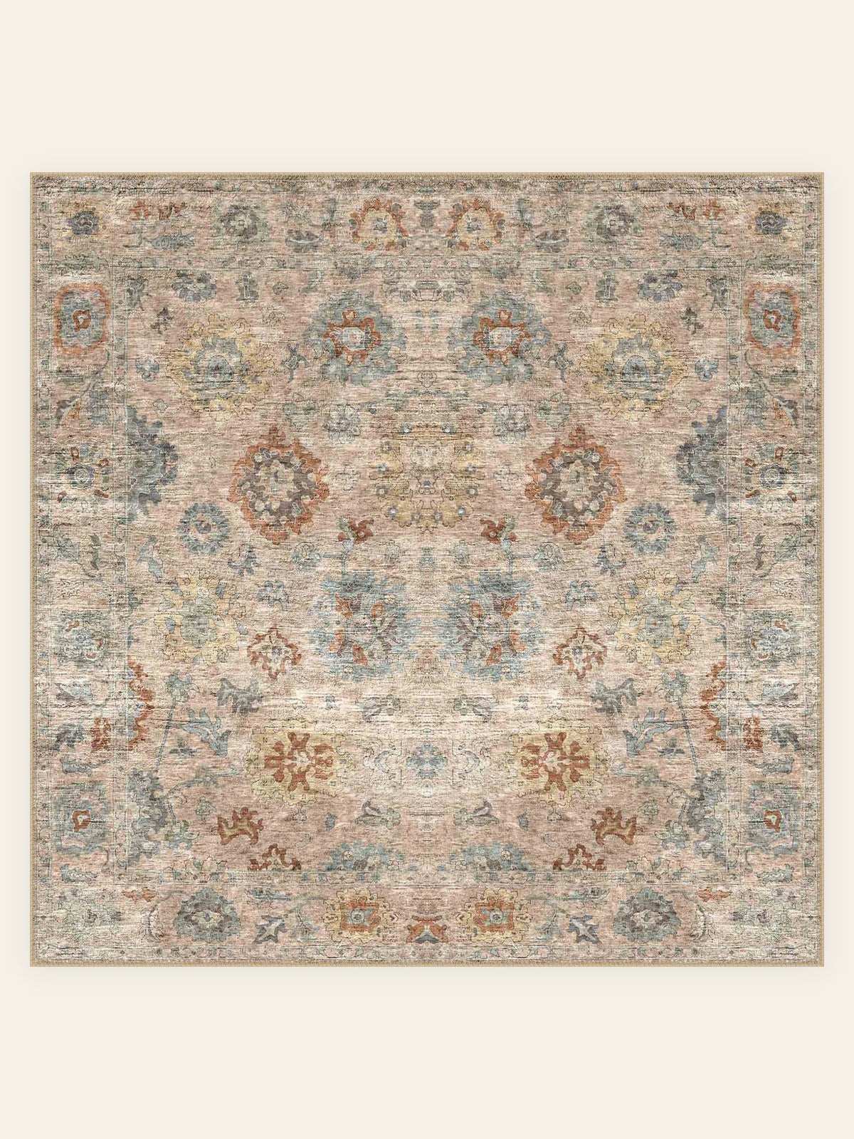 Tapis lavable Pastel Anatolia, forme carrée, vu de dessus