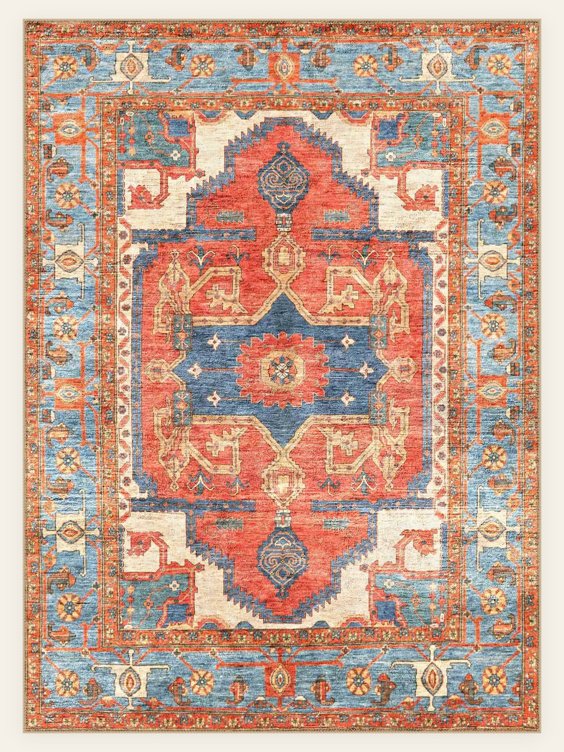 Serapi Crimson washable rug, rectangle shape, top view