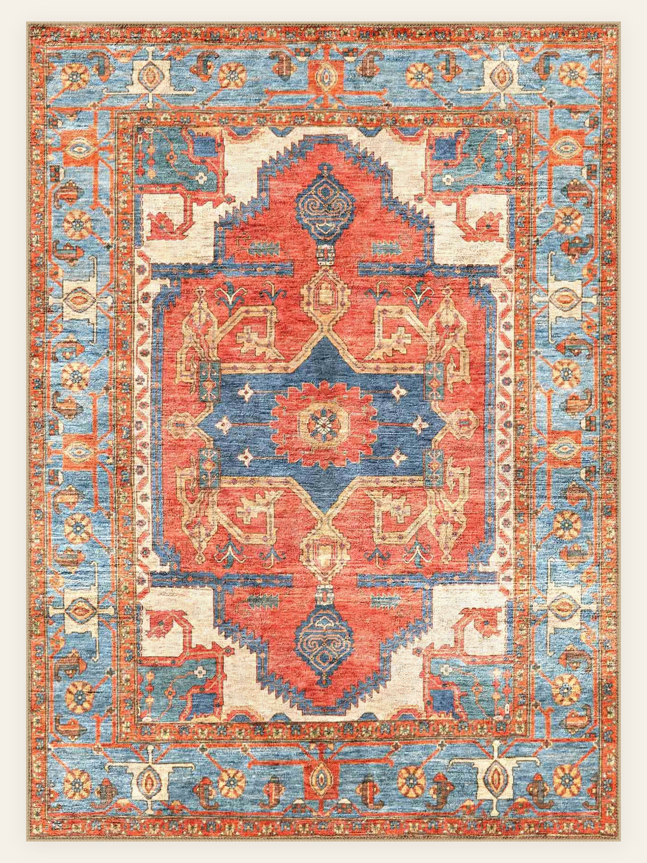 Serapi Crimson washable rug, rectangle shape, top view