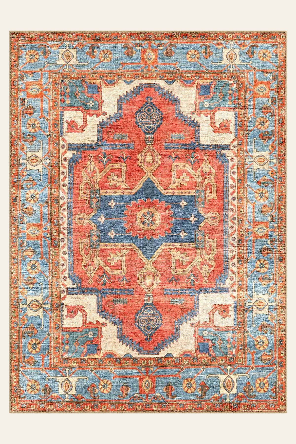 Serapi Crimson washable rug, rectangle shape, top view