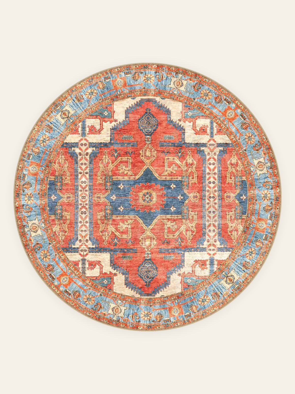 Alfombra lavable Serapi Crimson, forma redonda, vista superior