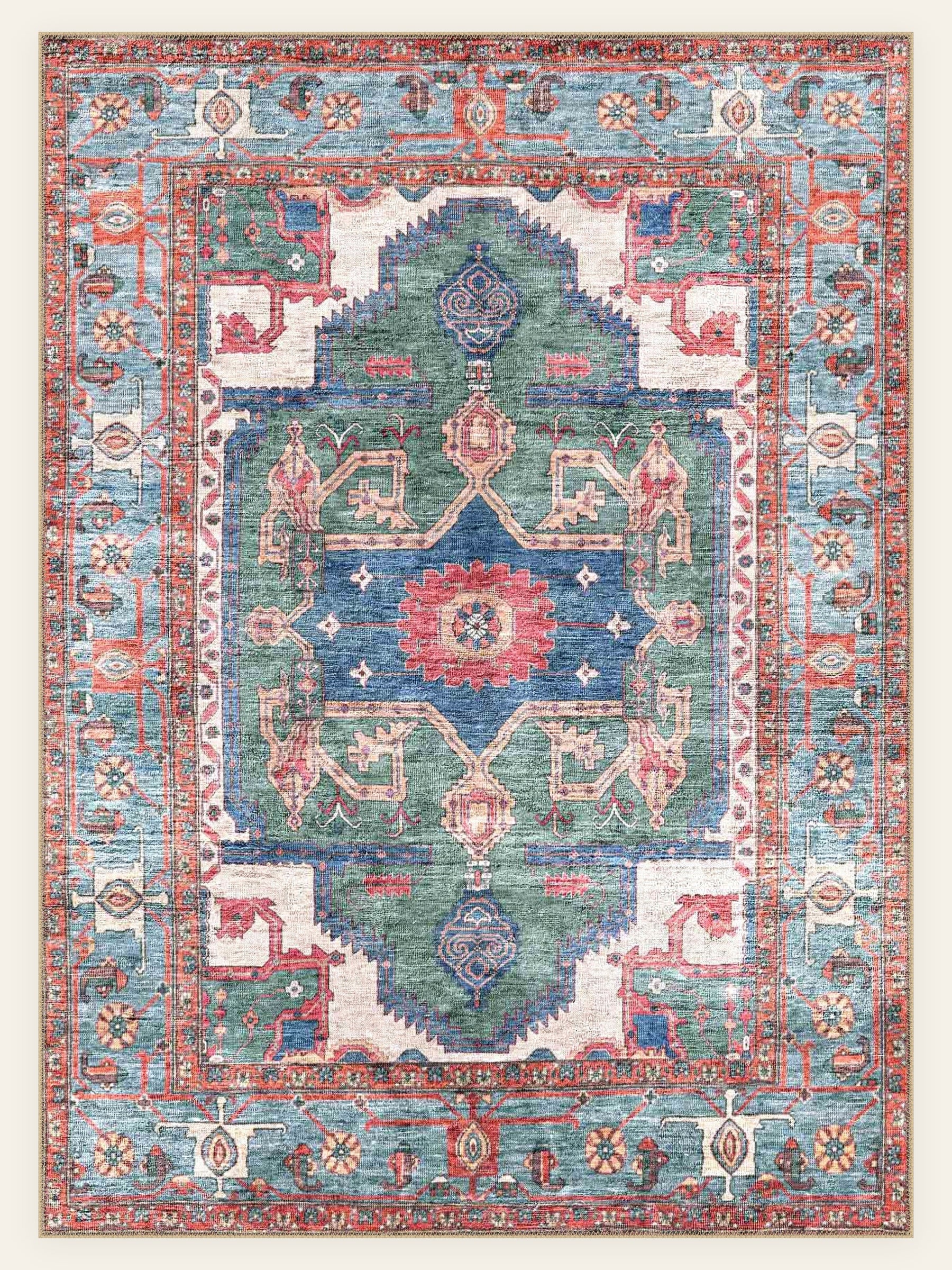 Serapi Forest washable rug, rectangle shape, top view