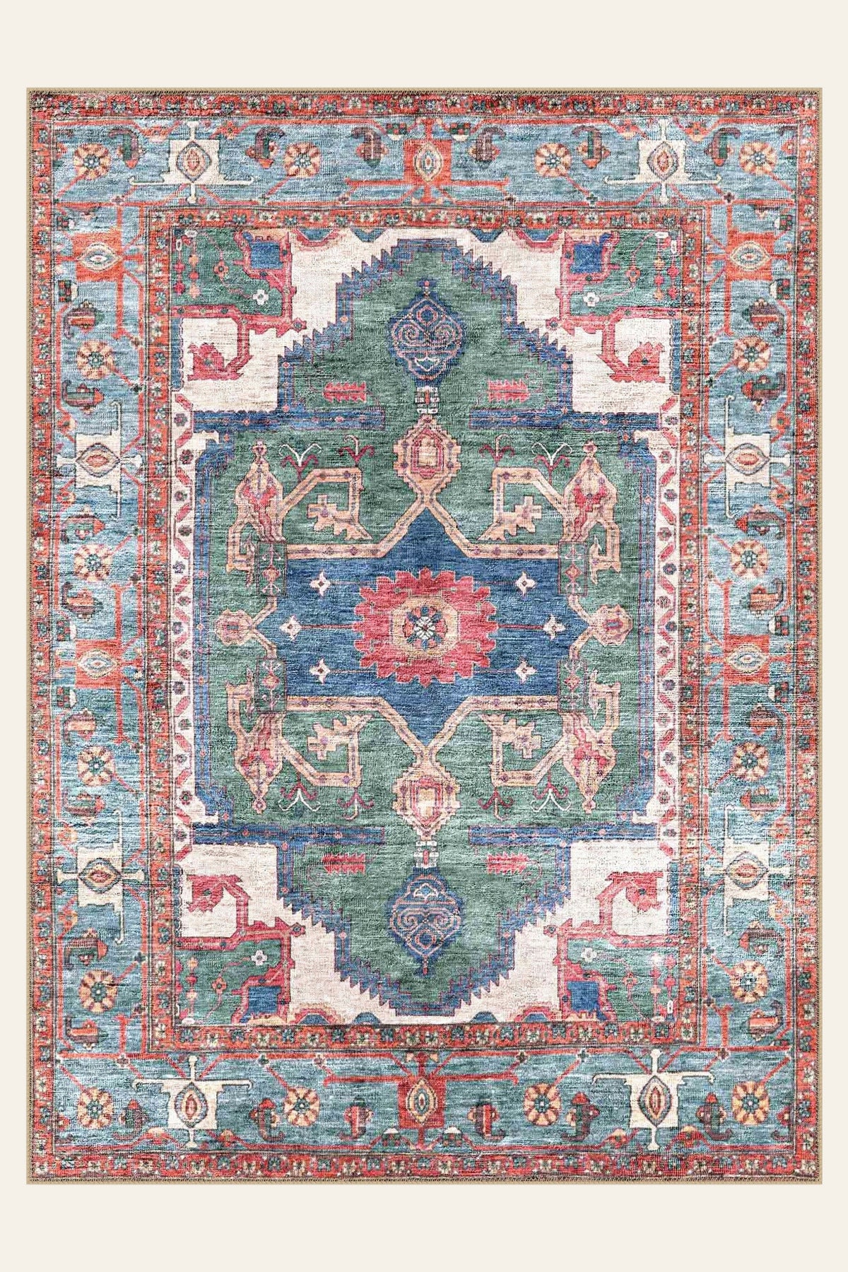Serapi Forest washable rug, rectangle shape, top view