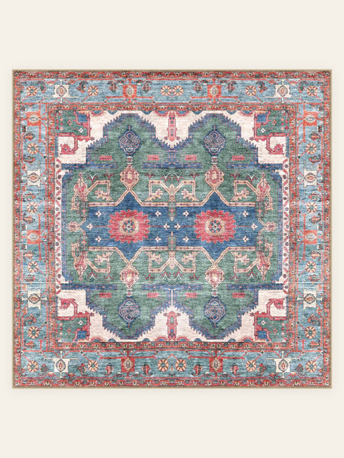 Serapi Forest washable rug, square shape, top view