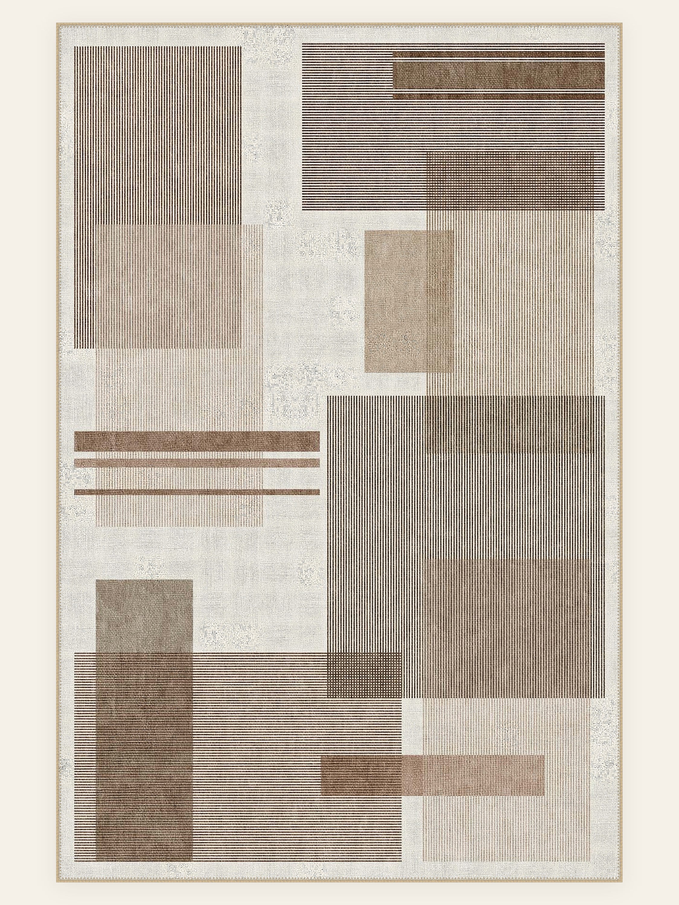 Mid-Century Patch washable rug, rectangle shape, top view