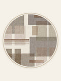 Waschbarer Teppich Mid-Century Patch, runde Form, Draufsicht