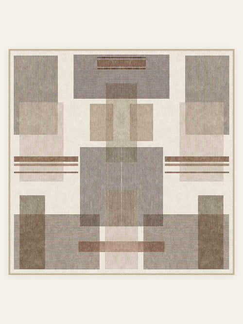 Mid-Century Patch washable rug, square shape, top view