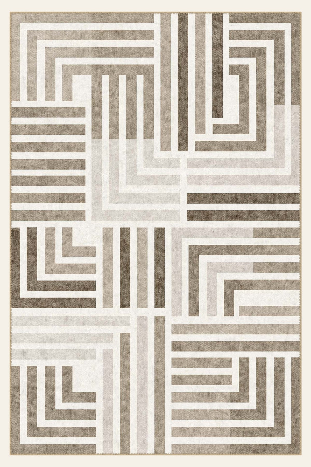 Maze Lines washable rug, rectangle shape, top view