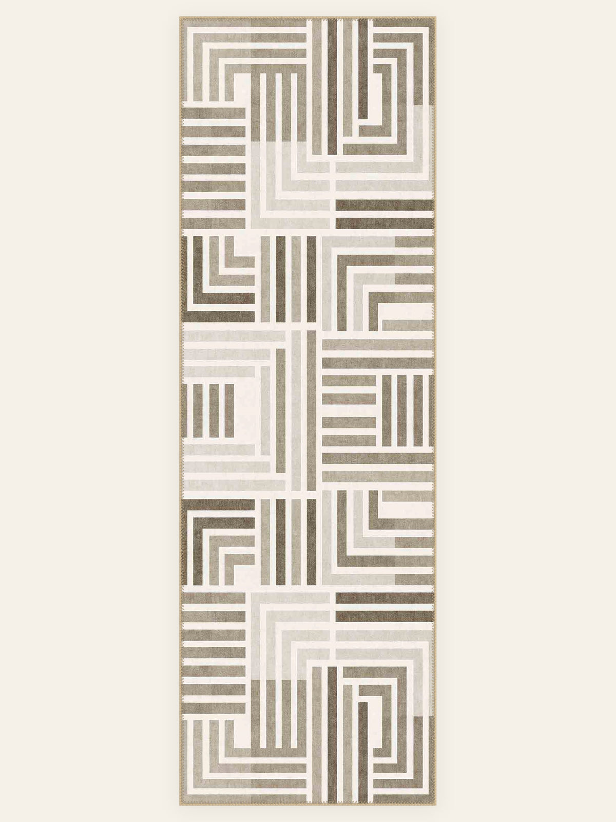 Maze Lines washable rug, runner shape, top view