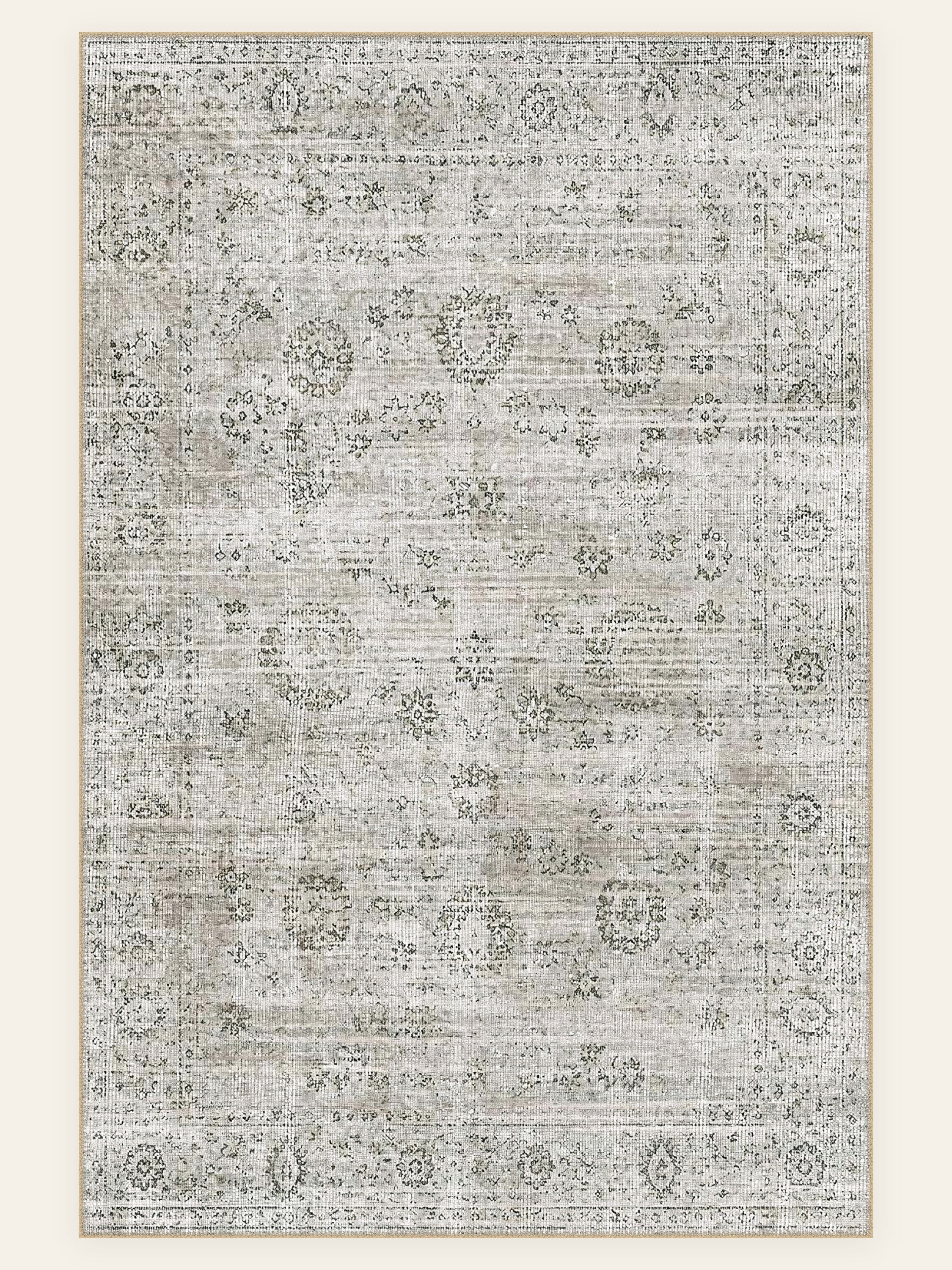 Sage Whisper washable rug, rectangle shape, top view