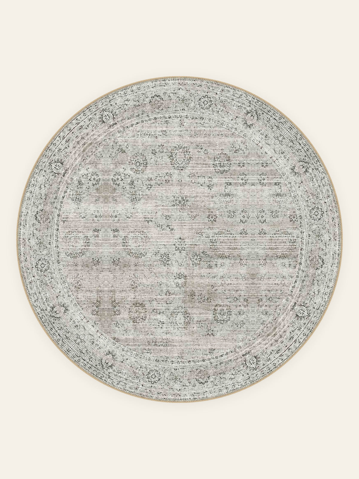 Sage Whisper washable rug, round shape, top view
