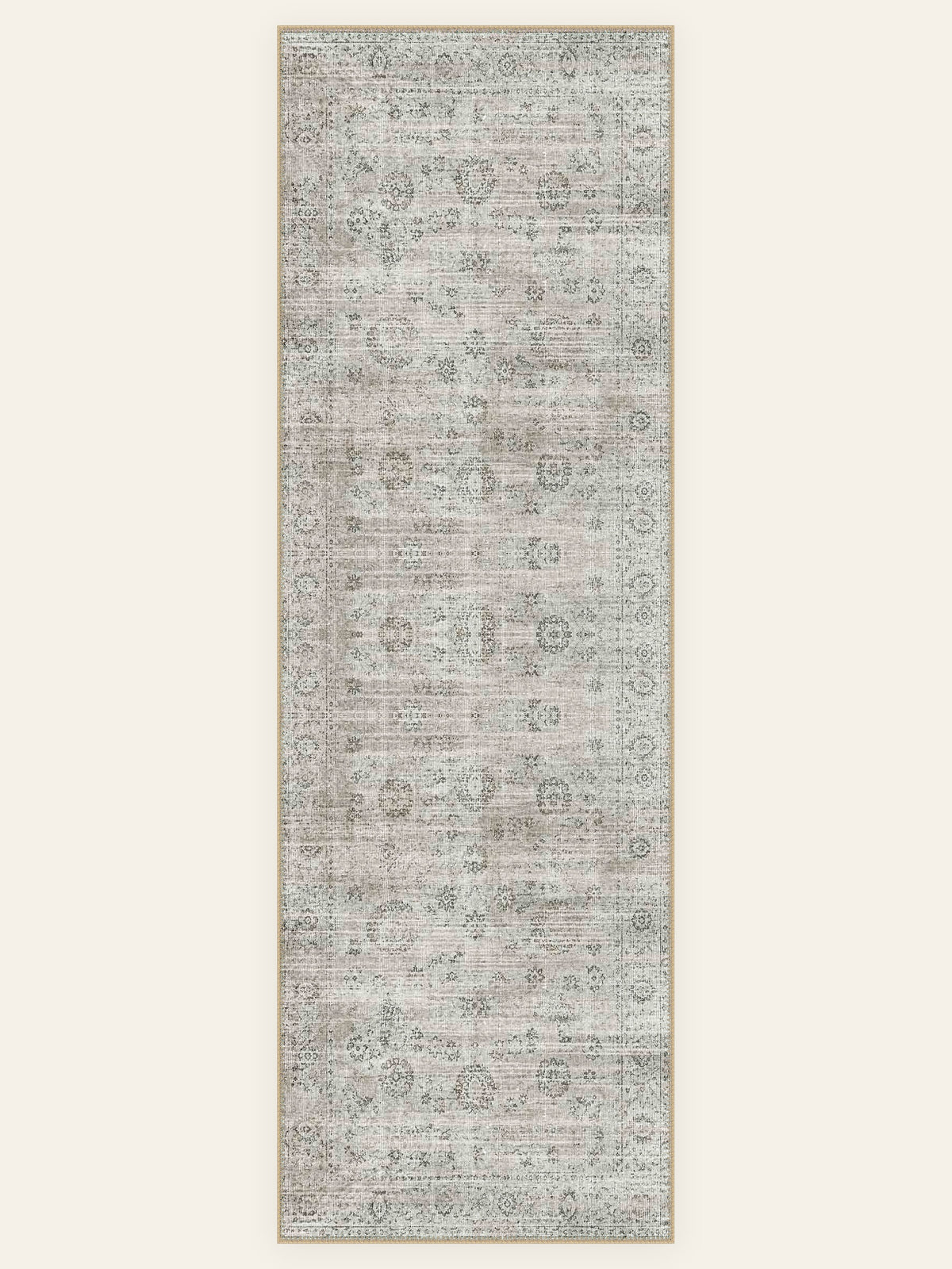Sage Whisper washable rug, runner shape, top view