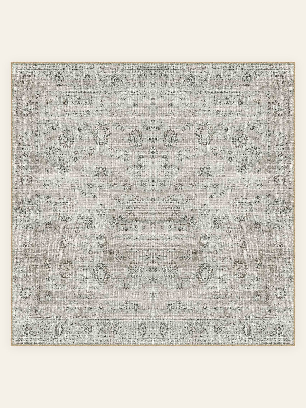 Sage Whisper washable rug, square shape, top view