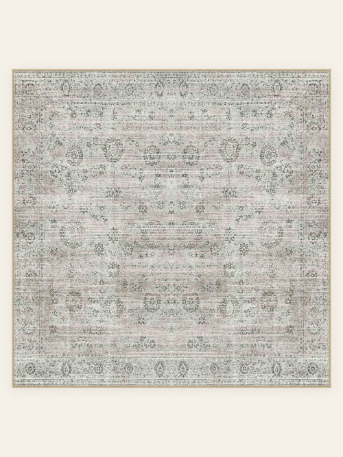 Sage Whisper washable rug, square shape, top view