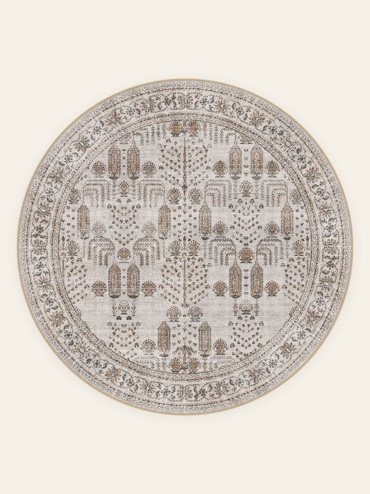 Alfombra lavable Botanical Panel, forma redonda, vista superior