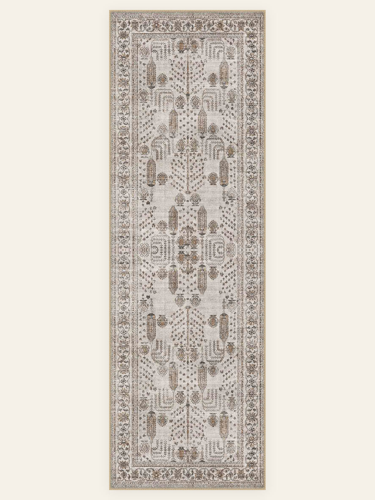 Botanical Panel washable rug, runner shape, top view