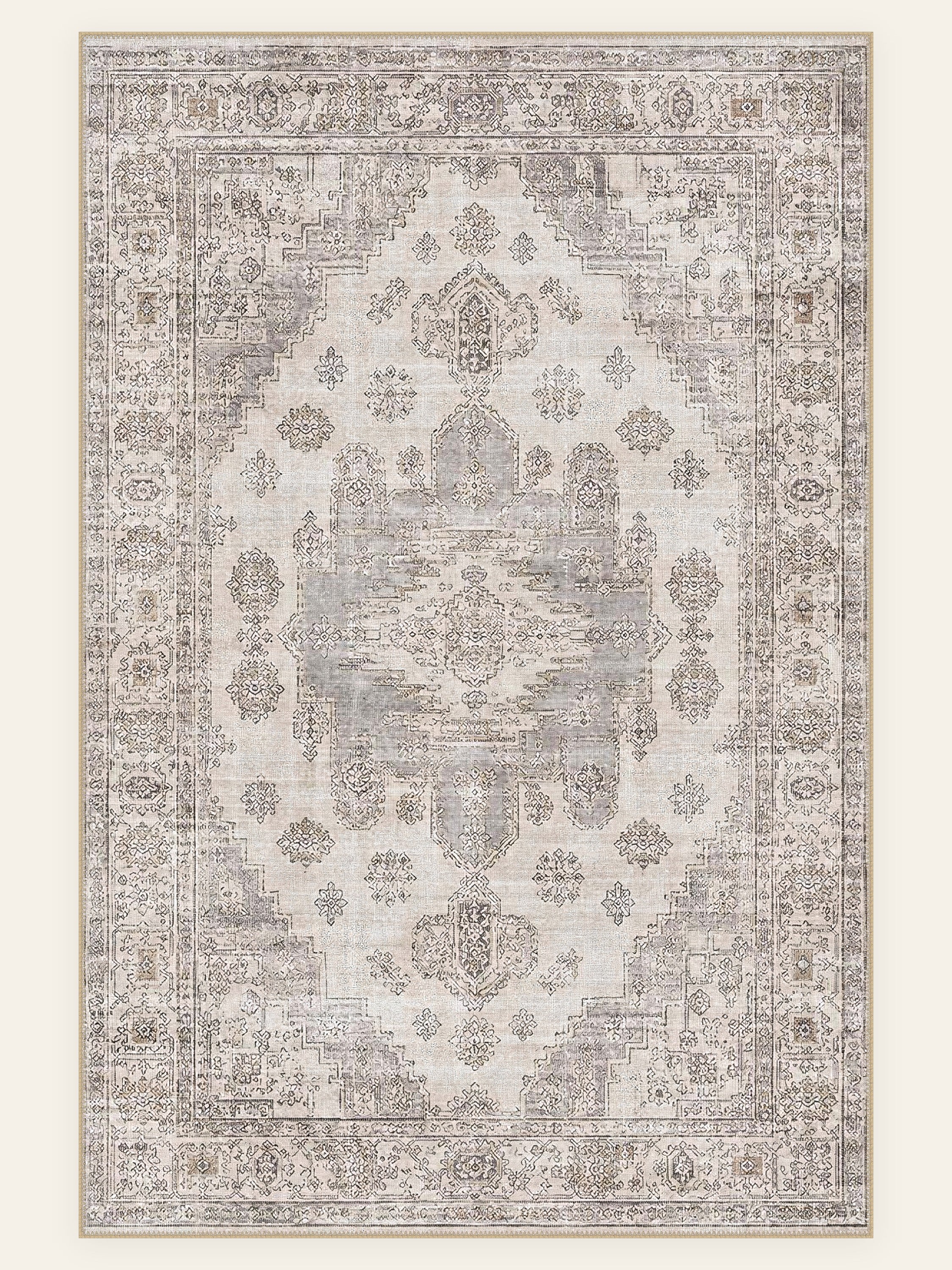 Slate Medallion washable rug, rectangle shape, top view