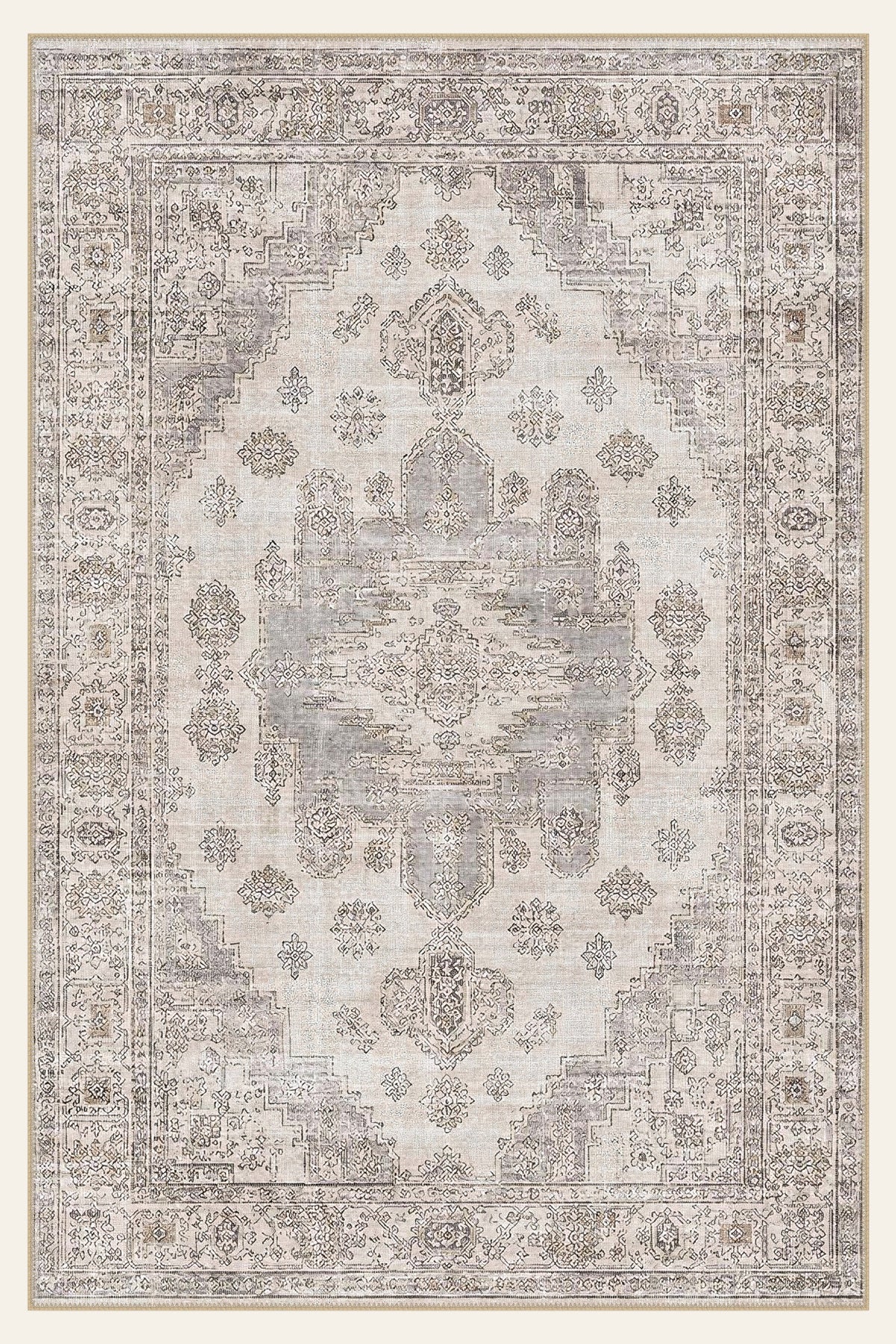Slate Medallion washable rug, rectangle shape, top view