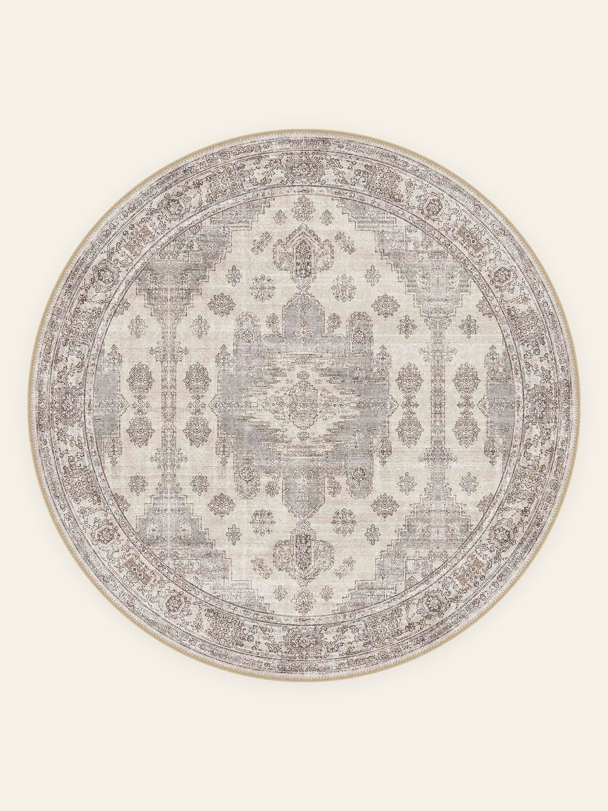 Slate Medallion washable rug, round shape, top view