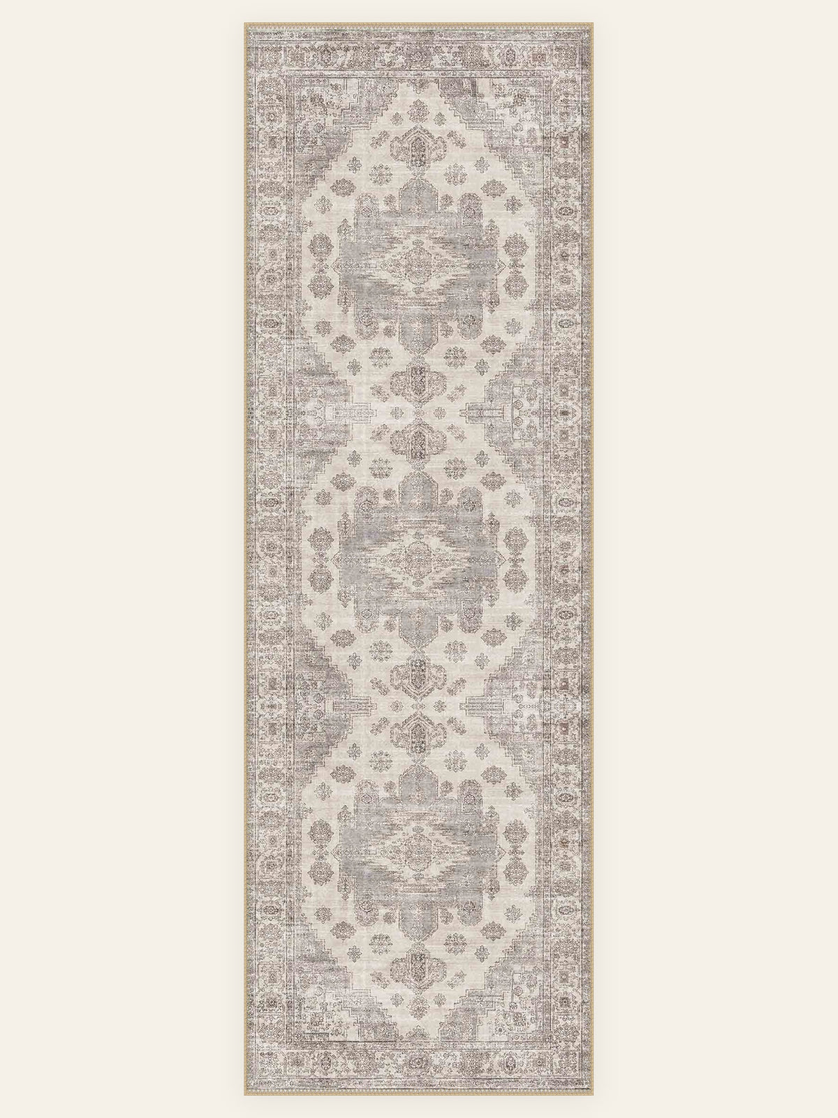 Slate Medallion washable rug, runner shape, top view