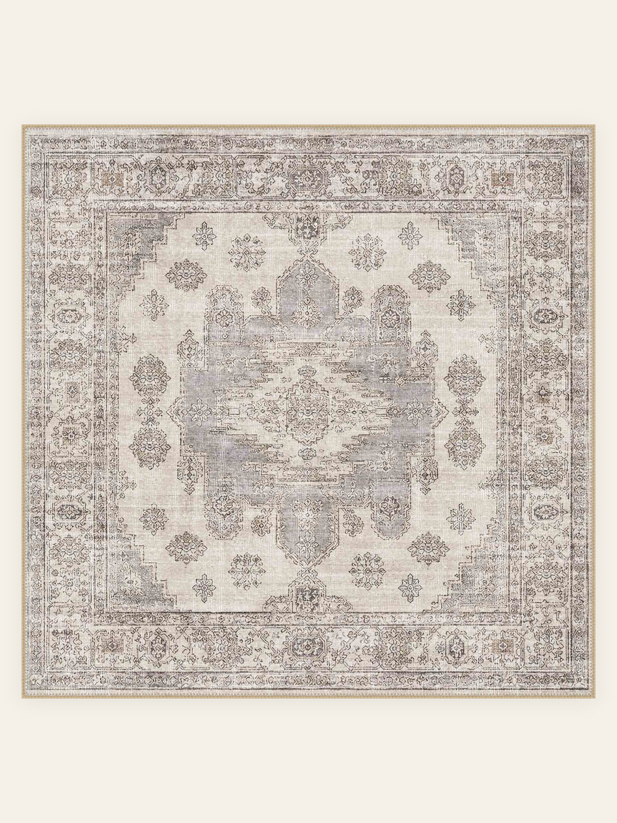 Slate Medallion washable rug, square shape, top view