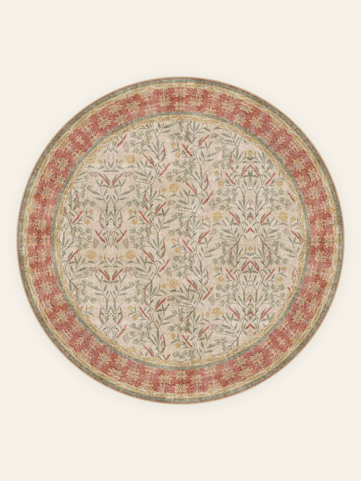 Meadow Stripe washable rug, round shape, top view