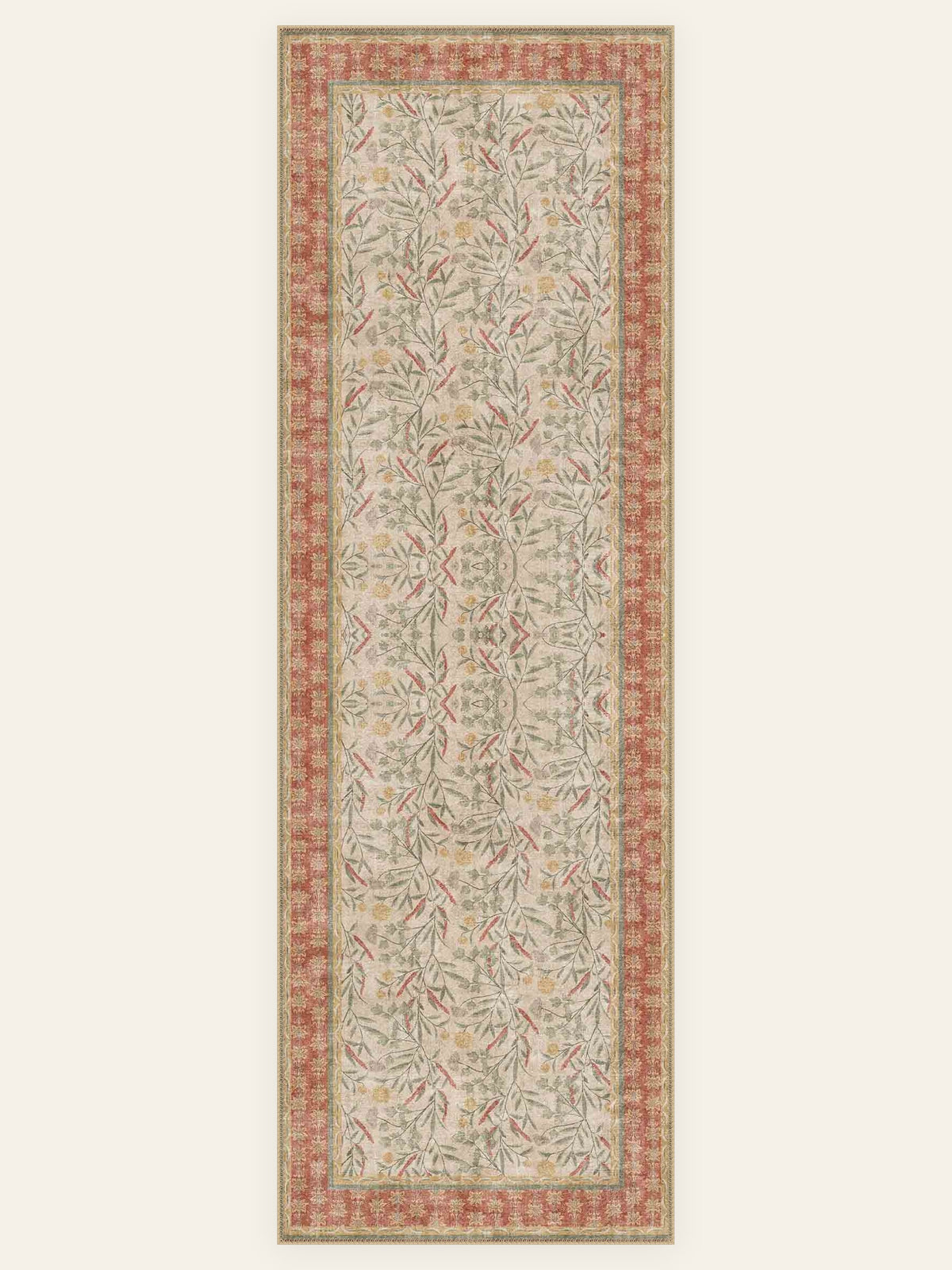 Meadow Stripe washable rug, runner shape, top view