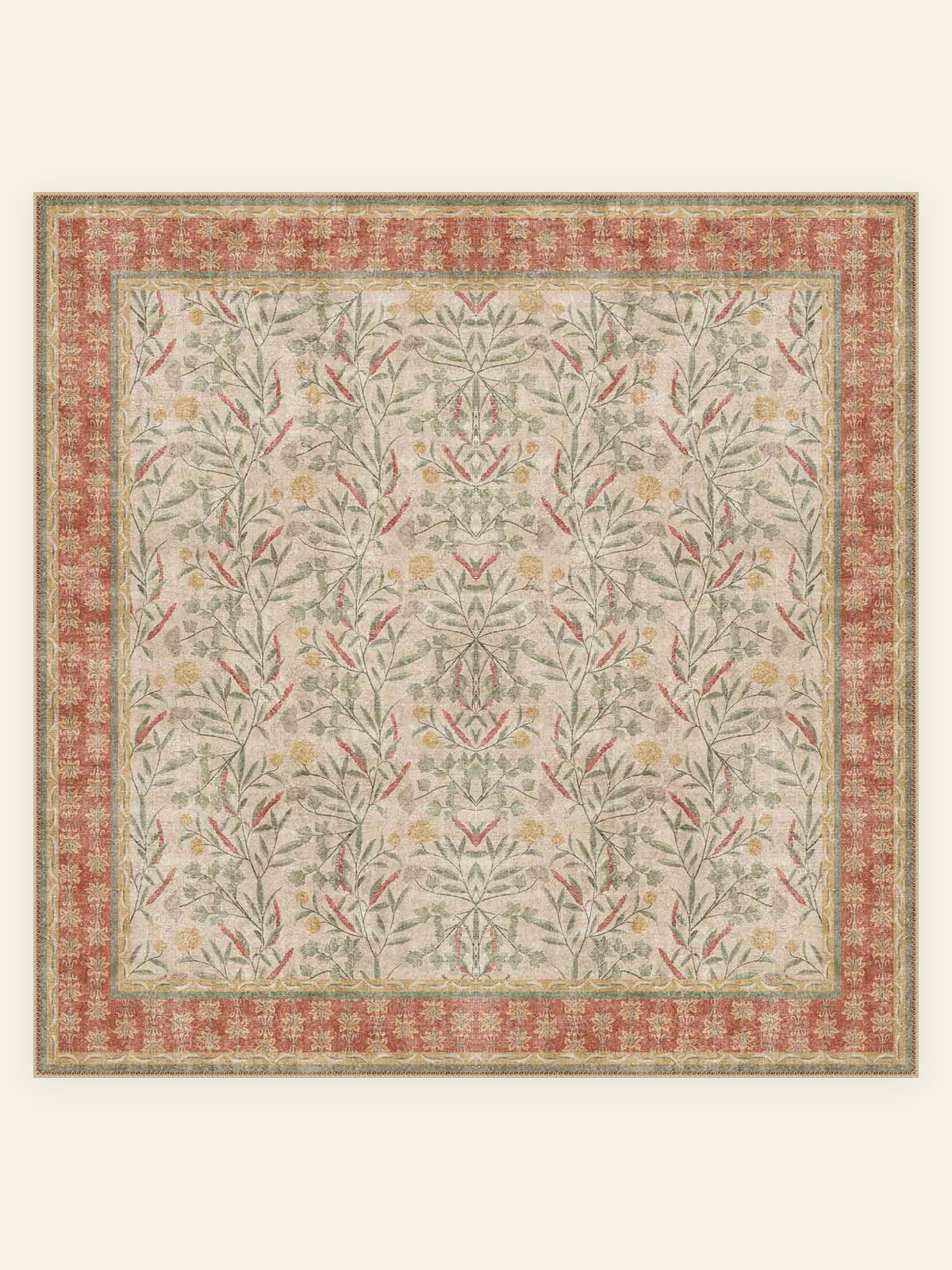 Meadow Stripe washable rug, square shape, top view