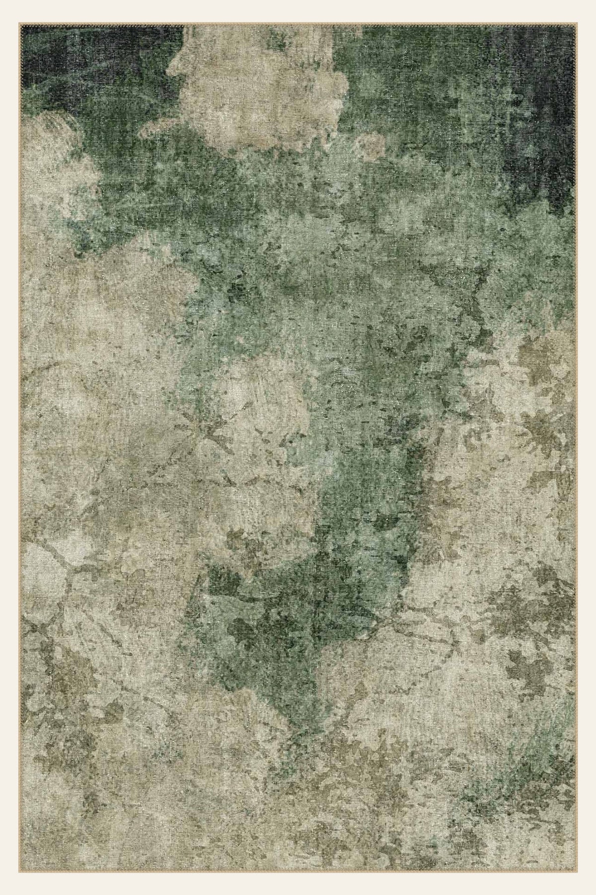 Moss Stone washable rug, rectangle shape, top view