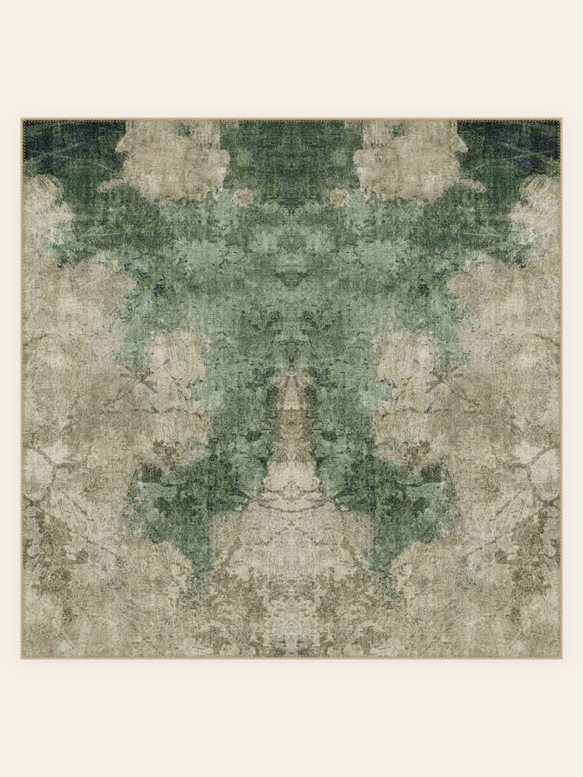 Moss Stone washable rug, square shape, top view