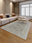 Sage Trellis rectangular washable rug styled in a modern living space