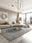 Slate Garden washable area rug in a styled room, rectangular, low-pile cotton blend