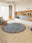 Slate Garden round washable area rug, machine washable low-pile cotton blend